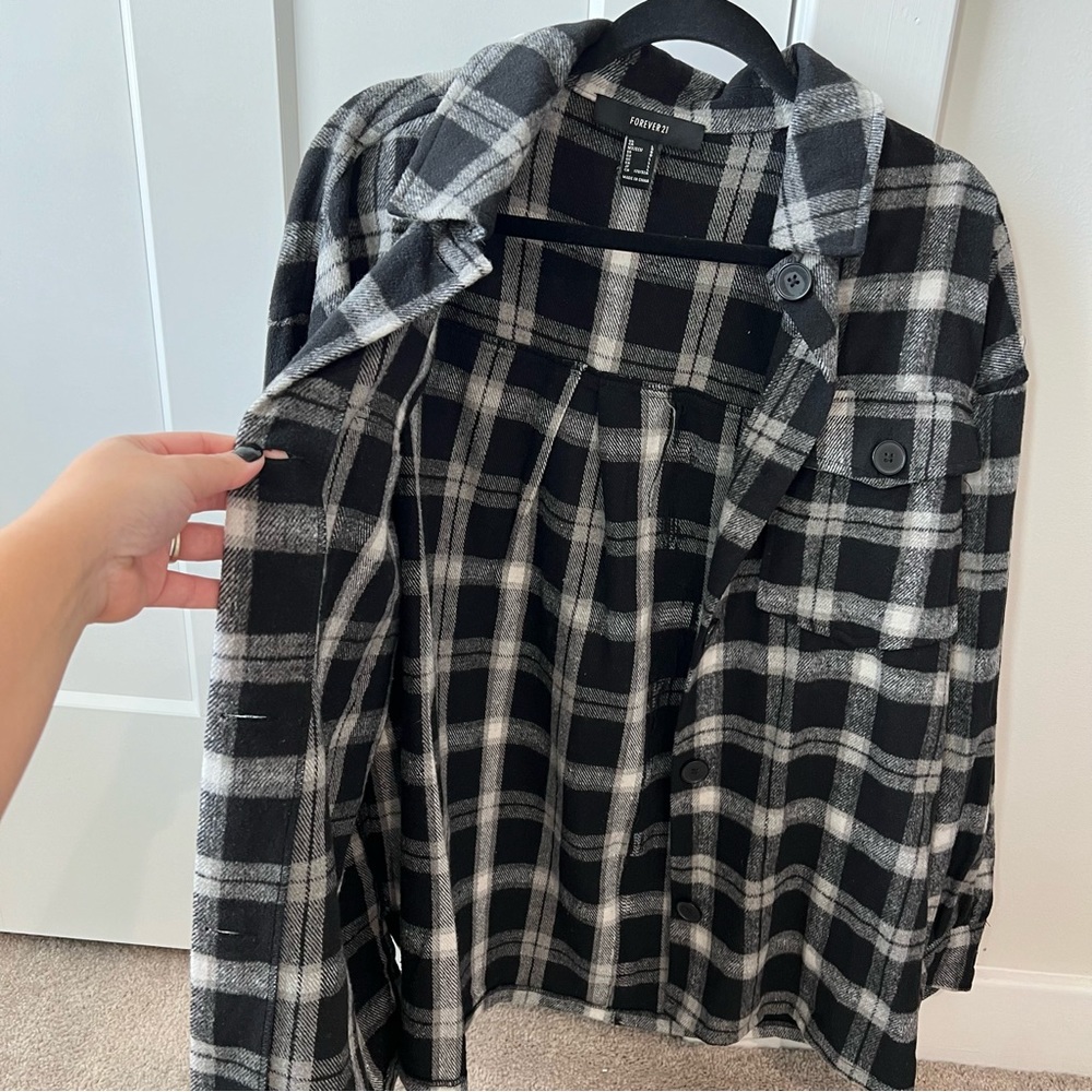 Plaid Button Up Shacket - Picture 5 of 9